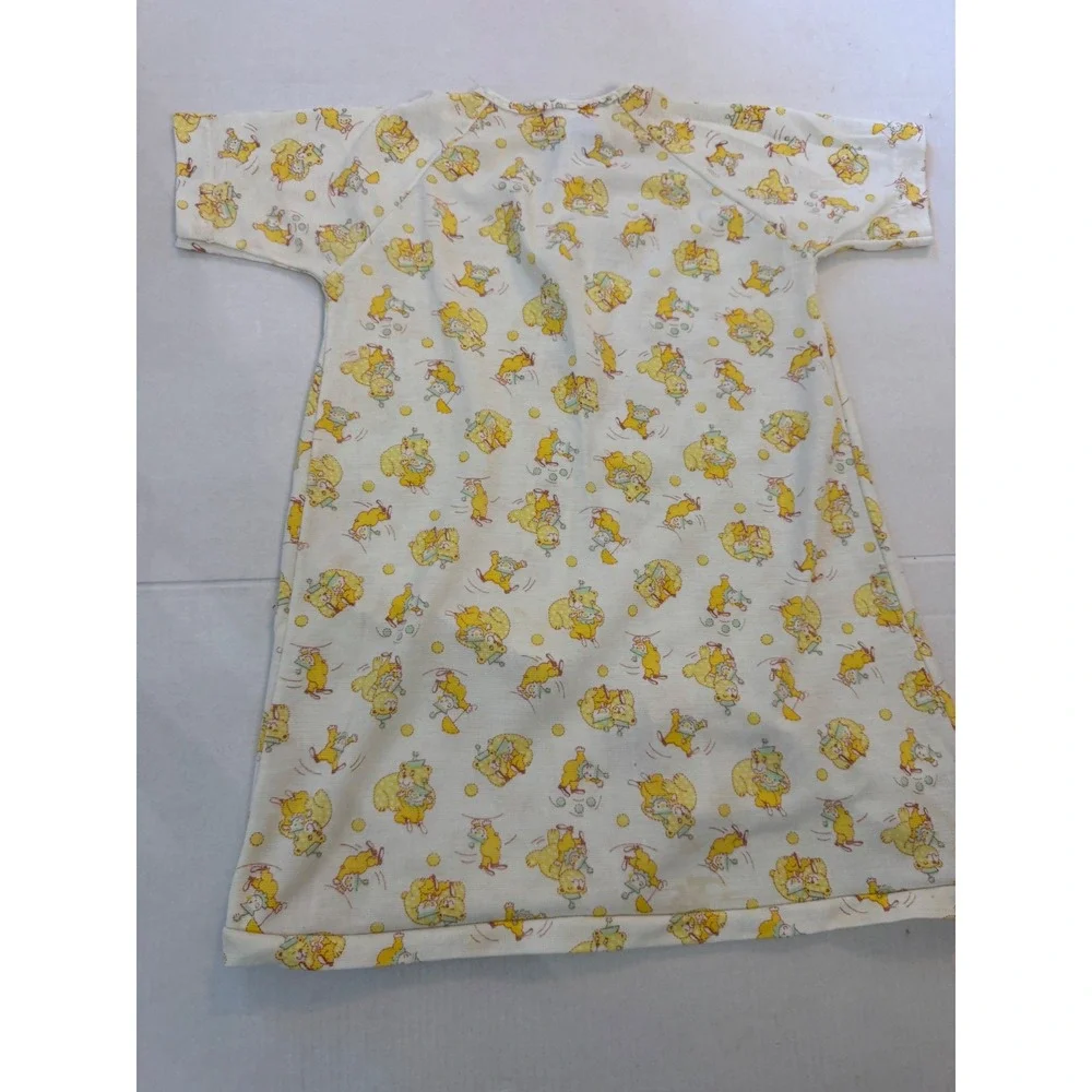 Vintage Carters Baby Gown Layette Yellow animal Print Short Sleeve USA